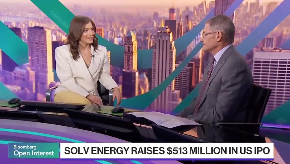 Michael Fisch during a Bloomberg interview about the Solv Energy IPO