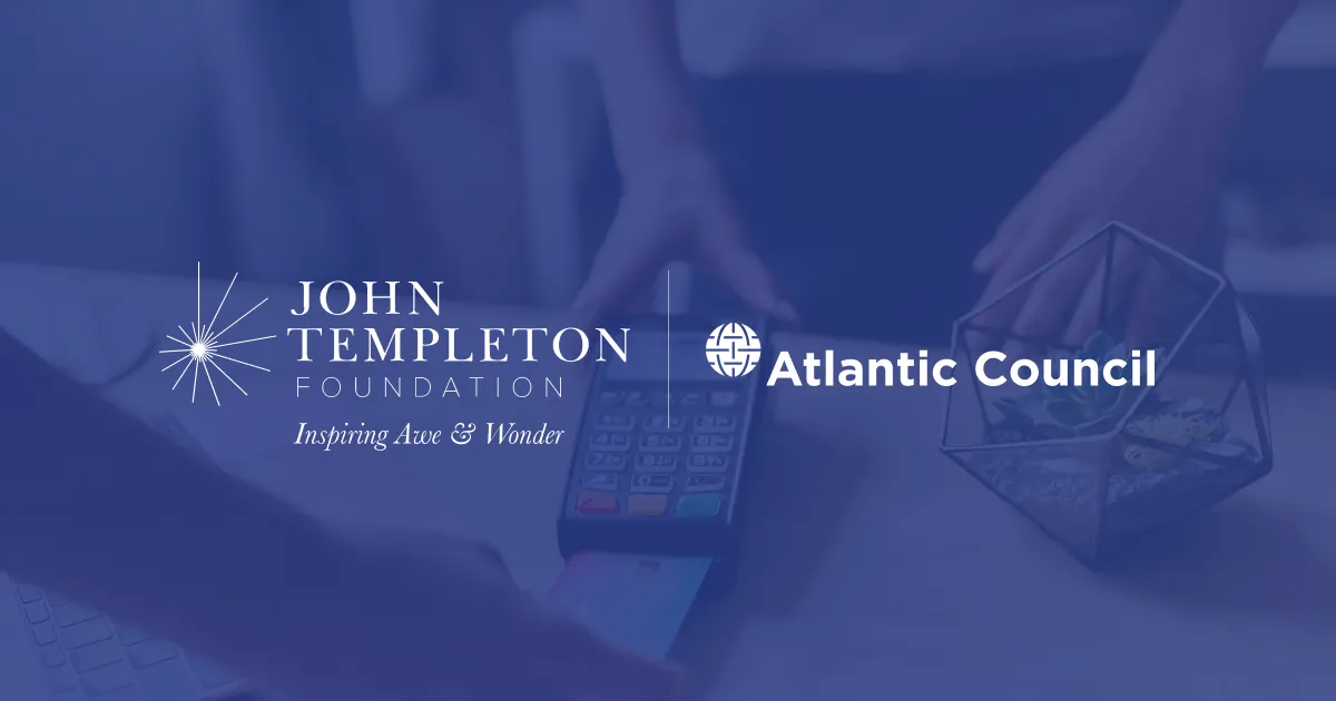 John Templeton Foundation and Atlantic Council logos over a blue-toned image representing the Global Entrepreneurship Initiative