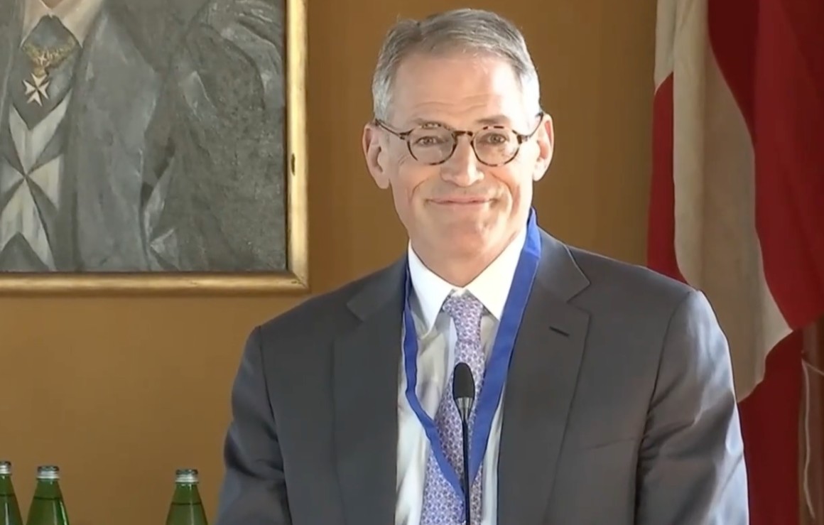 Michael Fisch delivers opening remarks at the Atlantic Council’s Rome Conference