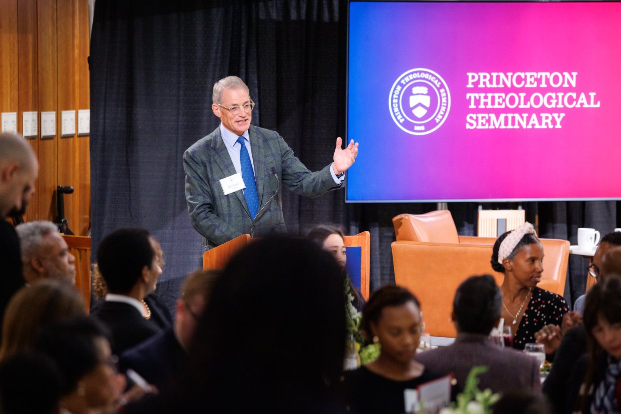 Michael Fisch speaking at a Princeton Theological Seminary event